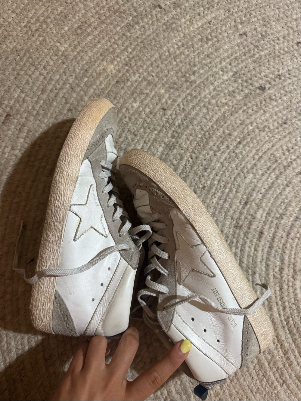 Golden Goose White and Beige Superstar Sneakers
